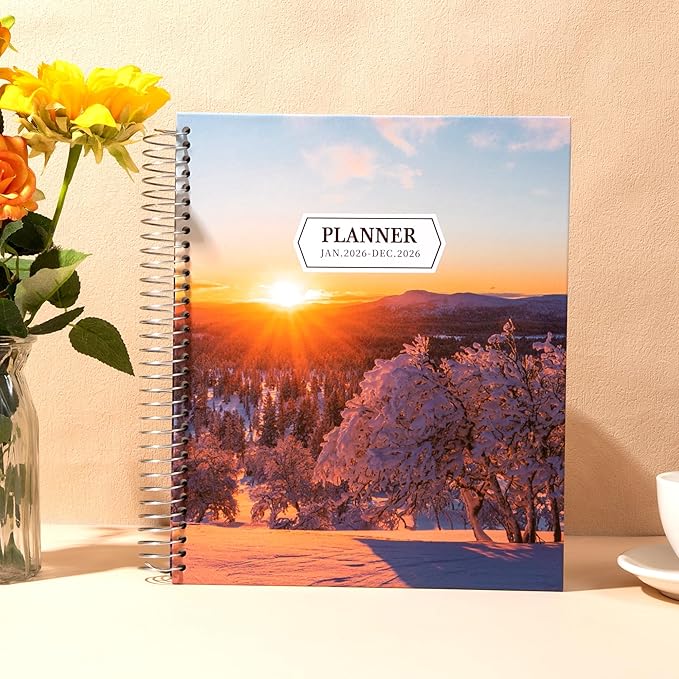 CAGIE 2026 planner Weekly and Monthly Jan 2026-Dec 2026 Hardcover Hourly Daily Planners for Women 26 Calendar Planner with Stickers Spiral Bound Yearly Agenda, 8.5 x 11
