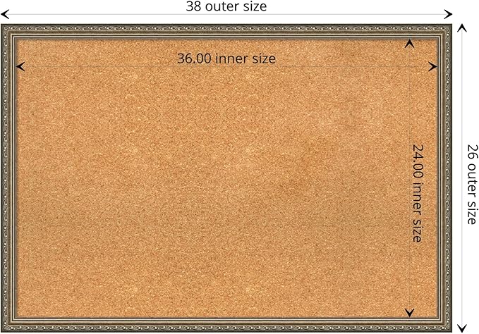 Amanti Art Natural Cork Board for Wall, 26x38 Vision Board with Silver Wood Frame, Large Corkboard Office Decor for Home Organization, Traditional Corkboard Pinboard to display items for home