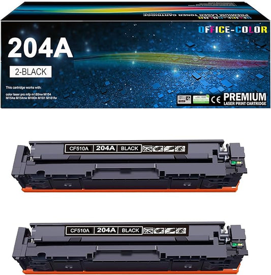 204A Black Toner Cartridge M180nw Toner Replacement for HP 204A CF510A to use with Color Laserjet Pro MFP M180nw M180n M181fw M154a M154nw Printer (2 Pack )