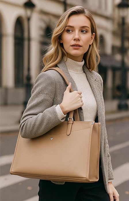 Laptop Tote Bag Women, Work Tote with Multi Pockets, Nurse Bag with Large Cup Holder, For Work, Travel, Daily Use