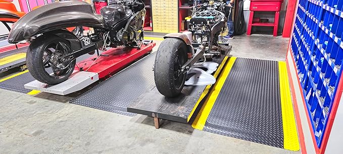 Rhino Mats, American Classic Diamond Anti-Fatigue Mats, Industrial Ergonomic Comfort Standing Mat for Work, Home, Garage, Office, Kitchen or Anywhere (Black/Yellow 1" Thick, 4 FT. x 11 FT.)