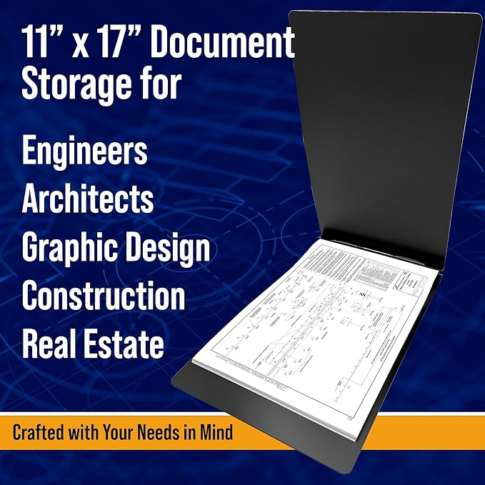 Premium 11x17 Pressboard Binder with High-Density Polyethylene - 3" Capacity, Crush Finish Exterior, Made in USA, Black - Pack of 6