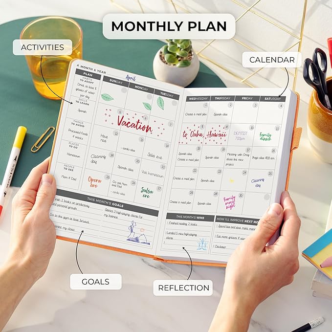 Clever Fox Daily Planner – Undated Planning Notebook with Hourly Schedule & To-Do List – Personal Day Task & Work Organizer, 6 Months (Orange)