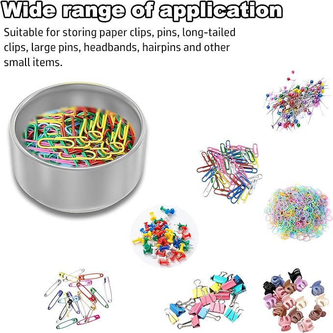 Paper Clip Holder & Organizer - 2-Pack Metal Desk Bowls for Office Accessories, Holds Binder Clips, Paper Clips & Small Parts | Space-Saving Desktop Organizer (Gold + Silver)