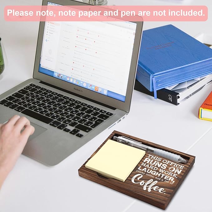 Funny Office Gifts for Coworkers, Team Gifts for Employees, Appreciation Gifts for Coworker, Sticky Note Holder, Post-it Note Dispenser for Desk, Wooden Post-it Note & Pen Holder 6.5" x 4.7" - FTA122