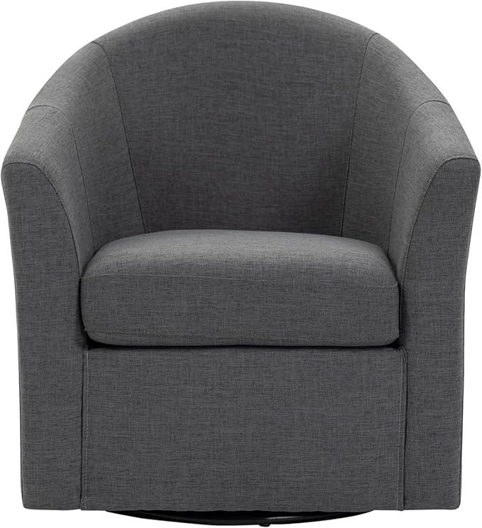 UIXE 360° Swivel Barrel Accent Chairs Set of 2, Modern Round Arm Chair Upholstered Club Armchair, Single Sofa Seating in Fabric for Living Room, Bedroom (Dark Grey)