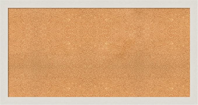 Amanti Art Natural Cork Board for Wall, 27x51 Vision Board with White Frame, Oversize Corkboard Office Decor for Home Organization, Country Rustic Corkboard Pinboard to Display Items for Home