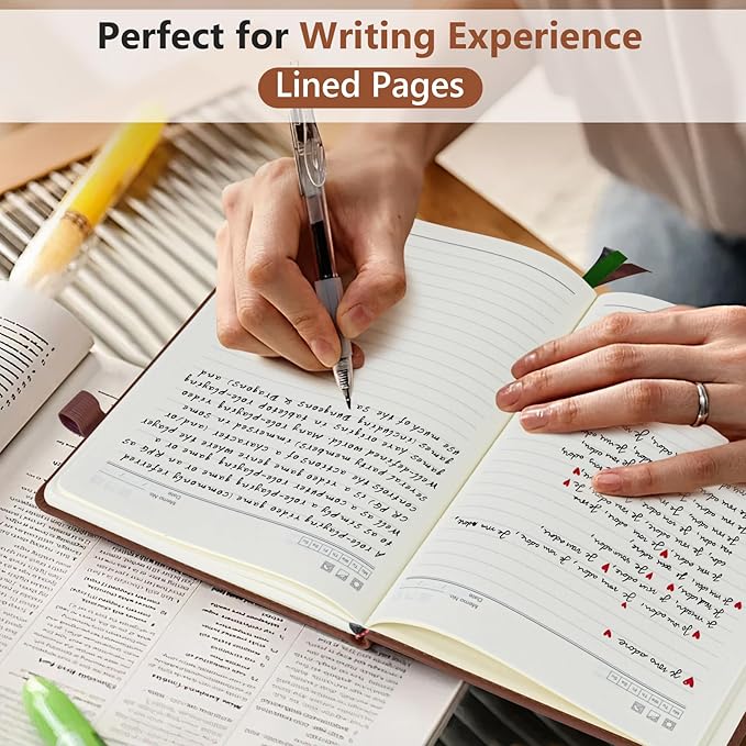 PERCUN Lined Journal Notebook for Men & Women, 160 Pages College Ruled Journal for Writing, A5 Hardcover Leather Notebooks for Work, School, Business, Travel, Daily Diary 5.9" x 8.5" - Brown