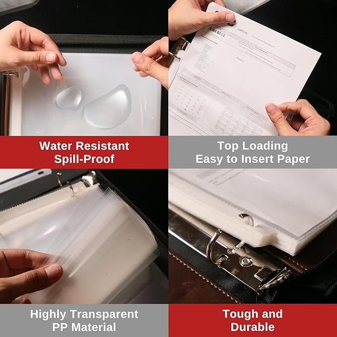 Office Werks 100 Clear Sheet Protectors, 8.5x11 Inch for 3 Ring Binder, Plastic Sheet Sleeves, Top Loading Paper Protector with Reinforced Holes, Archival Safe for Documents and Photos