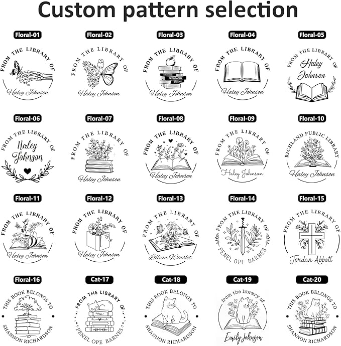 Custom Self-Inking Stamps | Personalized Book Stamp Gift for Book Lovers | 5 Ink Colors (Style11)