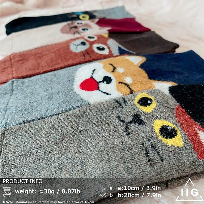 IIG Cute Warm Wool Socks for Women Super Cozy Thick Crew Winter Socks Gifts, 5 Pairs