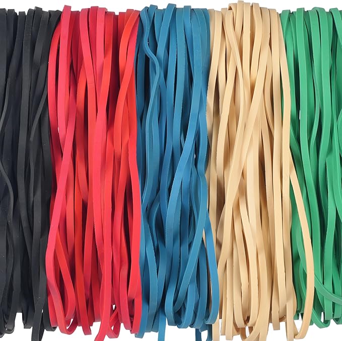 Rubber Bands Garbage Can Bands Elastic Large Size #117B 120 Pcs Trash Can Bands Elastics Bands 7 inch Assorted Color For Office Supplies Home