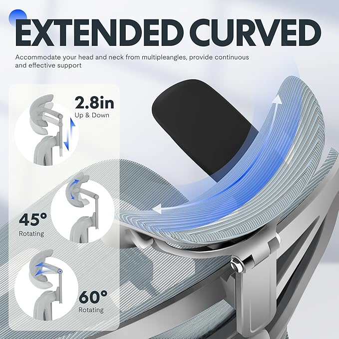 FLEXISPOT ErgoX Premium Ergonomic Office Chair with Footrest- Adjustable 3D Armrests, Dynamic Lumbar Support, Recline & Tilt Function, Mesh Seat, for Home & Office Use,Foam Blue