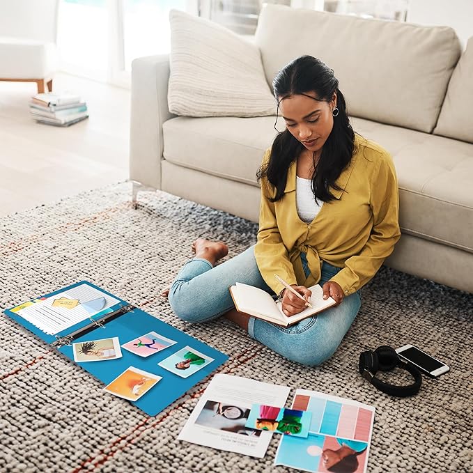 Samsill Durable 2 Inch Binder, Made in The USA, D Ring Binder, Customizable Clear View Cover, Sky Blue, Holds 475 Pages