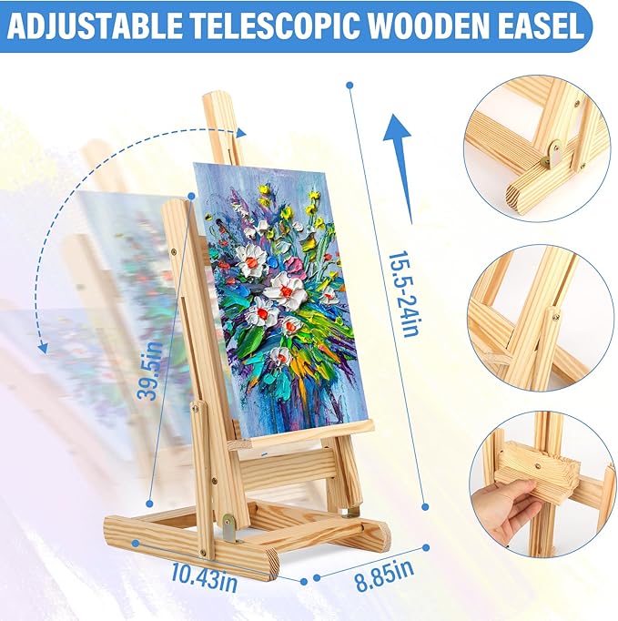 122PCS Professional Painting Set,Art Painting Supplies Kit,Canvas Painting Kit with Tabletop Wooden Easel,72Colors(Acrylic Paint Set,Watercolor,Oil) Brushes, Canvases,Painting Set for Kids Adults