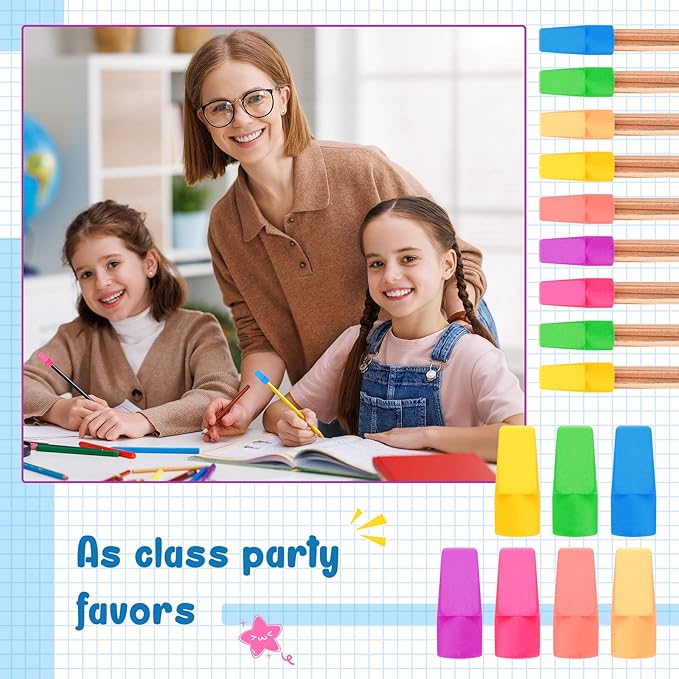 Sherr 2000 Pcs Cap Erasers for Pencils Assorted Colored Pencil Top Erasers Arrow Shaped Pencil Erasers Toppers Pencil Toppers Eraser Tops for Pencils for Kids Teachers School Classroom Home Supplies