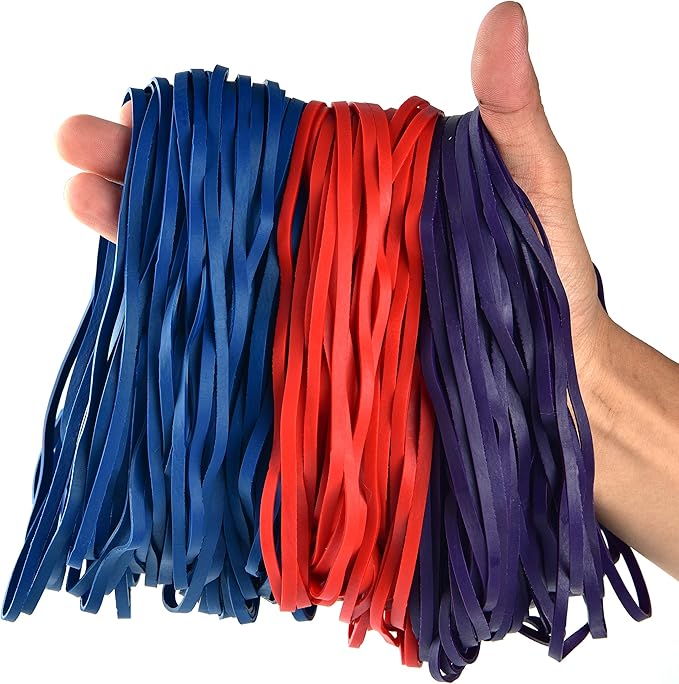 Coopay 180 Pieces Large Rubber Bands Bulk, 8 Inches Heavy Duty Strong Elastic Bands for Office Supply School Home, Securing Trash Can Garbage Cans, File Folders (Multicolor)