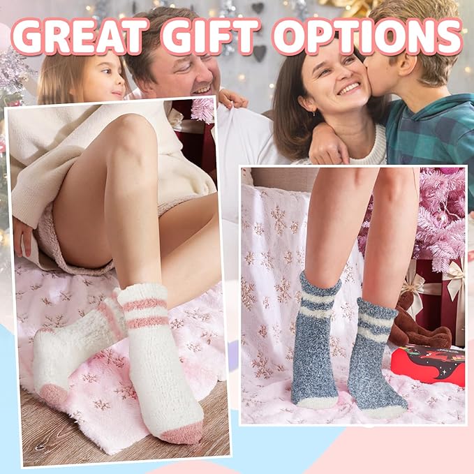 COOPLUS Fuzzy Socks for Women Warm Fluffy Cozy Winter Soft Home Slipper Socks (5 Pairs)
