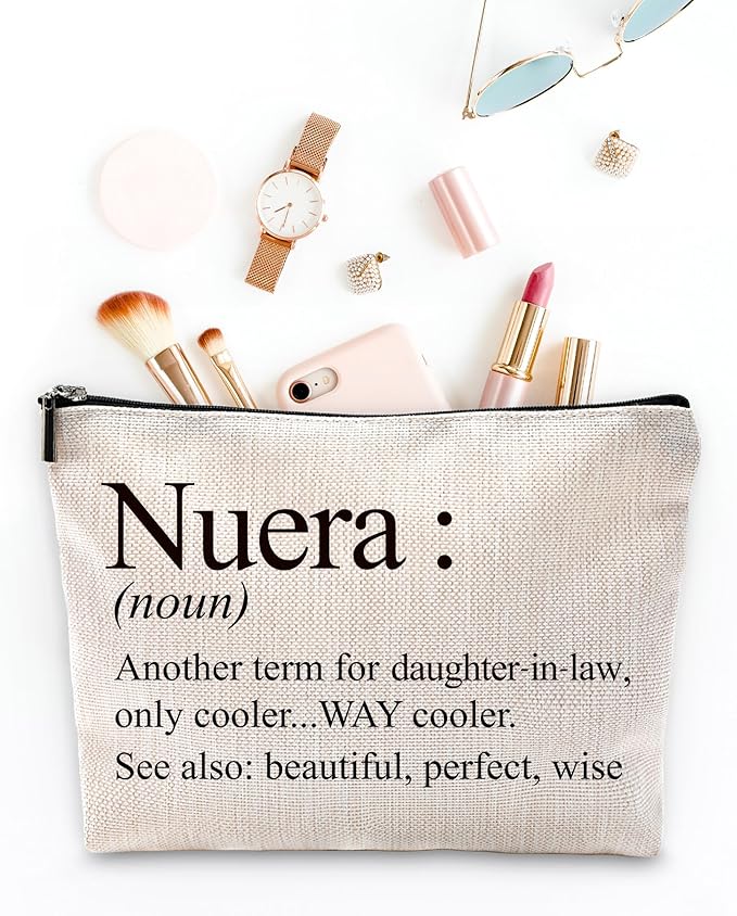 Sufamb Nuera Gifts Makeup Bag, Best Daughter in Law Gifts for Mother's Day Birthday Cosmetic Bags, Daughter in Law Gift Portable Small Toiletry Bag Zipper Makeup Pouch