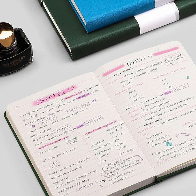 AHGXG Lined Journal Notebook - 320 Numbered Pages Thick Journal for Women A5 Notepad College Ruled, 100gsm Paper, Leather Hardcover, for Men Writing Work Office School, 5.75'' X 8.38''-Green