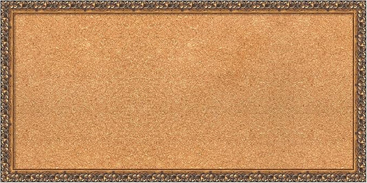 Amanti Art Natural Cork Board for Wall, 16x32 Vision Board with Bronze Frame, Medium Corkboard Office Decor for Home Organization, Traditional Corkboard Pinboard to Display Items for Home