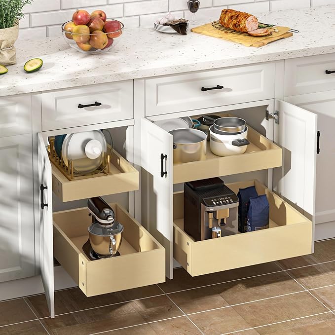 WelFurGeer Soft Close Pull Out Drawers for Cabinets, 26" W x 22" D Pull Out Cabinet Organizer, Cabinet Roll Out Drawers, Heavy-Duty Pull-Out Cabinets Drawer for Home & Kitchen Organization