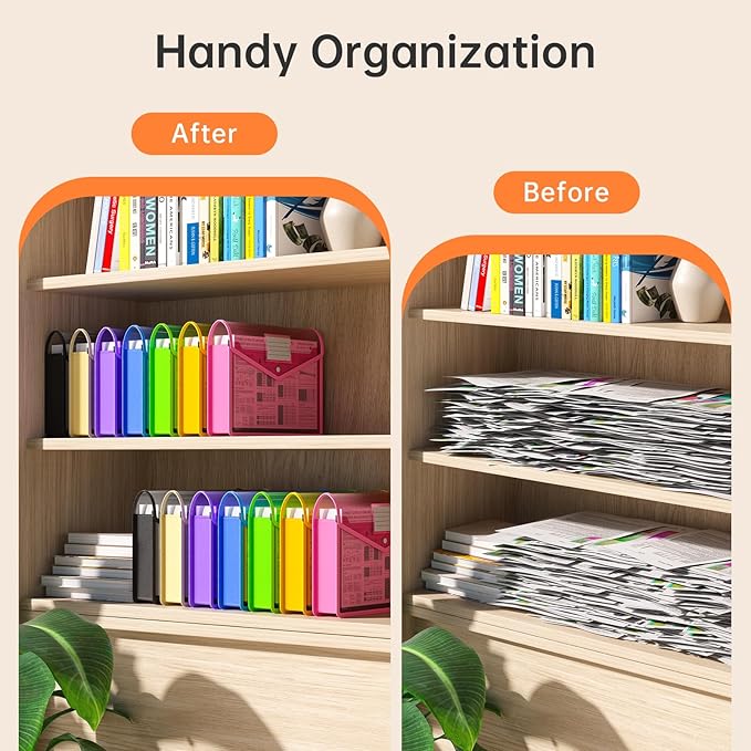 7 Pack B4 Plastic File Folders, Waterproof Transparent Expandable File Folder, Expanding File Folder Plastic File Folders, Portable Large Capacity B4 File Wallet for Office/Business/School