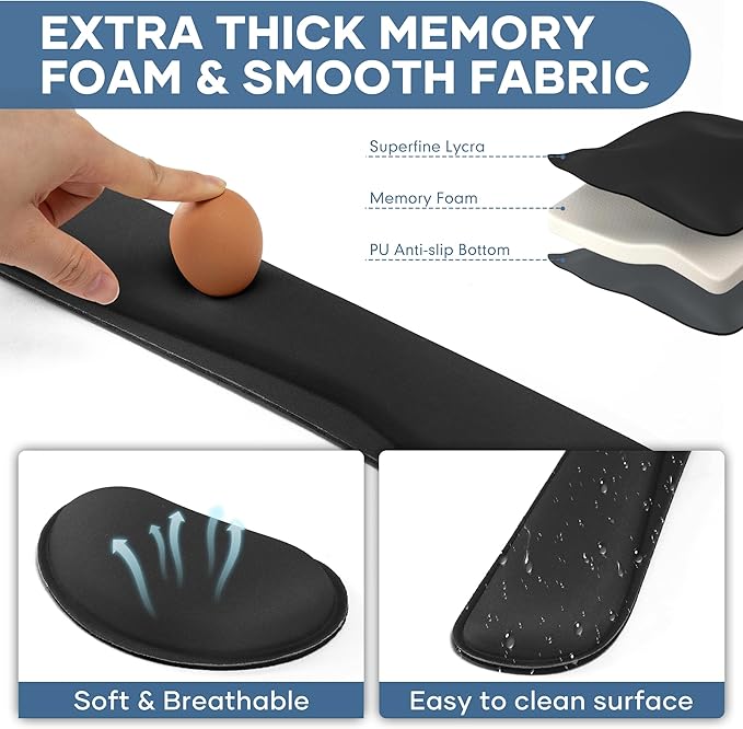 Office Ergonomic Memory Foam Computer Mouse and Keyboard Wrist Rest pad Support Carpal Tunnel, Wrist Rest for Keyboard and Mouse, Wrist Support Set