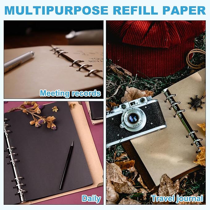 PATIKIL A5 Ruled Refills Inserts 6-Ring Binder Loose Leaf Planner Filler Paper Planner Inserts, 160 Sheets/320 Pages, Lined, White