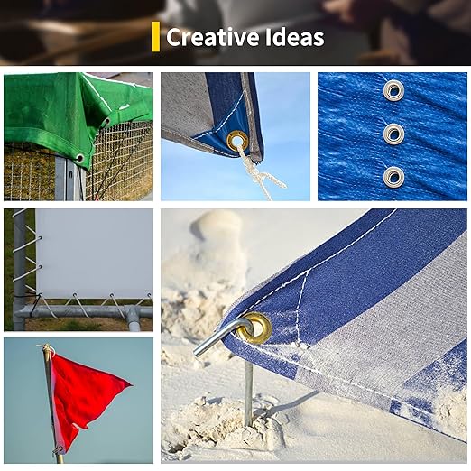 XOOL Grommet Tool Kit, 200PCS 3/8 inch 10mm Grommets, Leathercraft Punching Tool, for Canvas, Fabric, Tarps, and DIY Craft Projects