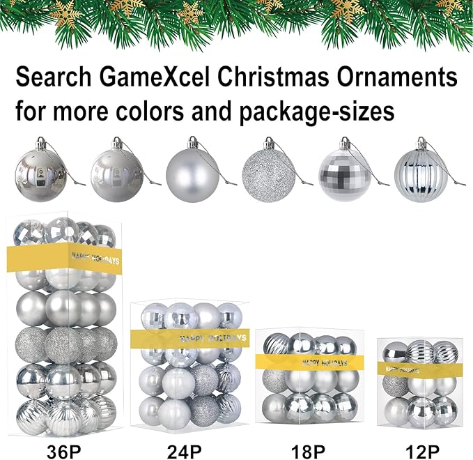 Silver 6.0" Extra Large Christmas Balls - Christmas Tree Decoration Ornaments Shatterproof Hanging Shiny Balls for Birthday Holiday Wedding Decorations Set of 2pcs