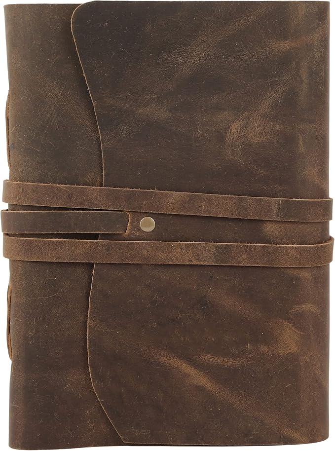Handmade Leather Journal | Writing Notebook Diary | Bound Daily Notepad For Men & Women Unlined Paper Medium, writing pad for artist, sketch