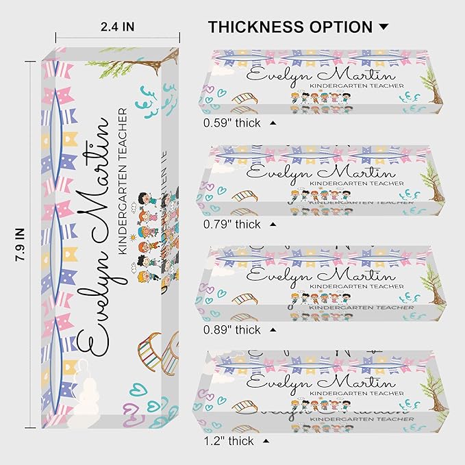 Custom Name Plate for Desk, Personalized Acrylic Office Name Sign with Name & Title, Elegant Desk Decor for Women Men, Employee Appreciation Gift (Teacher-3)