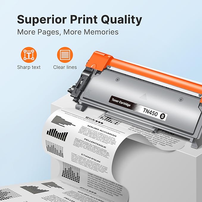 E-Z Ink Compatible Toner Cartridge Replacement for Brother TN450 TN420 TN-450 TN-420 Compatible with HL-2270DW HL-2280DW HL-2230 MFC-7360N MFC-7860DW DCP-7065DN Intellifax 2840 2940 (2 Black)