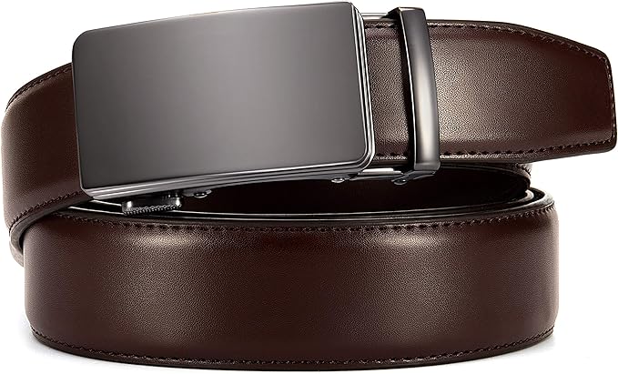 CHAOREN Mens Belt - Mens Ratchet Belt Leather 1 3/8" for Dress Pant - Micro Adjustable Belt Fit Everywhere