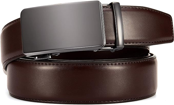 CHAOREN Mens Belt - Mens Ratchet Belt Leather 1 3/8" for Dress Pant - Micro Adjustable Belt Fit Everywhere