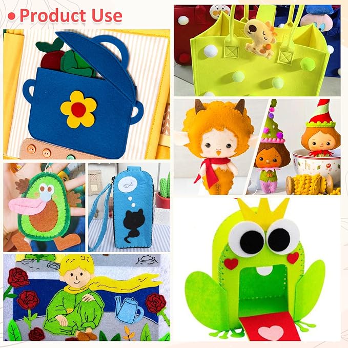 XSEINO 12 Rolls 8"x35"(20.5x90cm) 1.4mm Thick Soft Felt Fabric Sheet 12 Assorted Neon Series Colors Felt Pack for DIY Craft Sewing Squares Nonwoven Patchwork