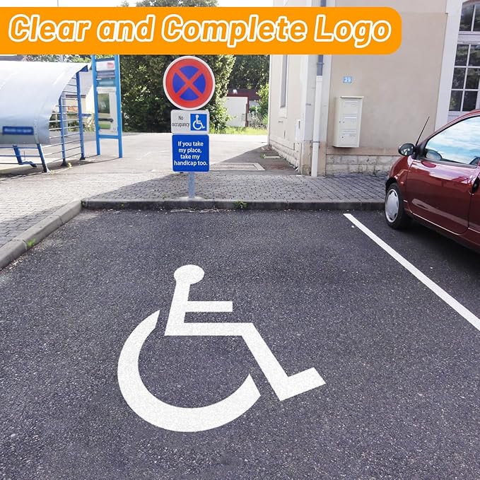Handicap Parking Stencil Kit, Reusable Cardboard Parking Lot Stencils for Painting, Easy to Use Handicap Symbol