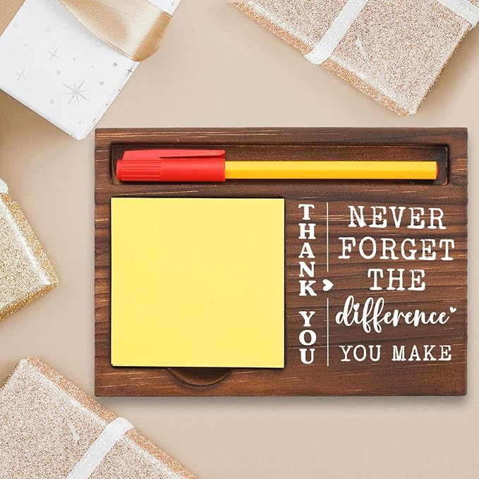 Thank You Desk Organizer Appreciation Gift for Teachers Nurses Healthcare Workers, for Retirement Birthday Farewell New Job Holiday Gifts, Office Stuff Sticky Note Pad Holder Dispenser TBC167