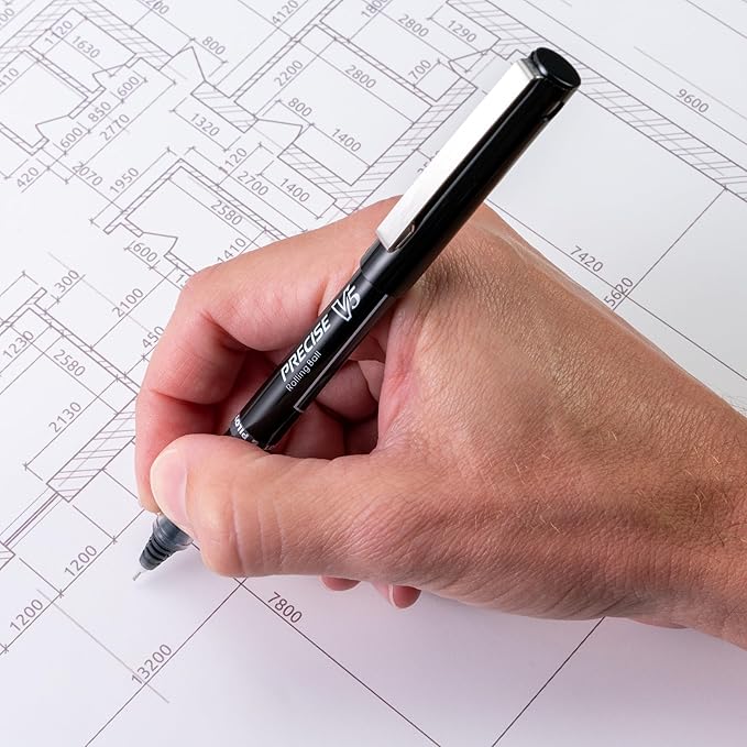 Pilot Precise V5 Rollerball Pens, Extra Fine Point 0.5 mm Black Pen, Black, Pack of 12