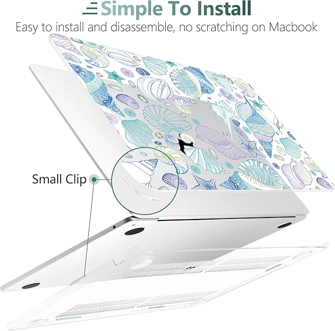 DONGKE Compatible with M4 MacBook Air 15 inch Case 2025-2023 A3241 A3114 A2941 M3 M2 Retina Display Touch ID, Plastic Hard Case & Keyboard Skin for MacBook Air 15" - Sea Shells