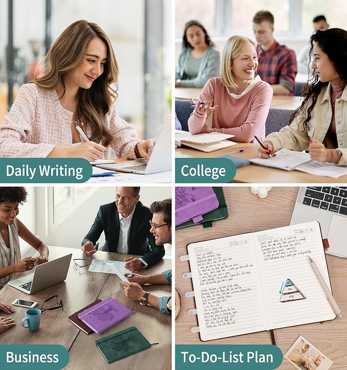 Lined Journal Notebook for Women Men, A4 Hardcover Leather Journals for Writing, 200 Pages Thick Paper, Daily Journal Notebook for Work, School, Note Taking, Business, Travel, College Ruled