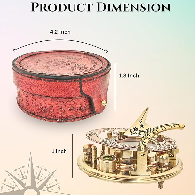Navigate Your Destiny with Grace: Exquisite Vintage Brass Compass with Leather Case - Your Distinctive Guide Through Life's Adventures (4 Inch) - Use or Gifting