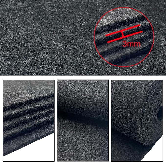 aufodara Felt Fabric 11.8 x 98.4 inch Craft Felt Fabric Roll, Felt 3mm Thick for Felt Table Mats DIY Arts & Crafts Patchwork Sewing Decorations (Grey Black)