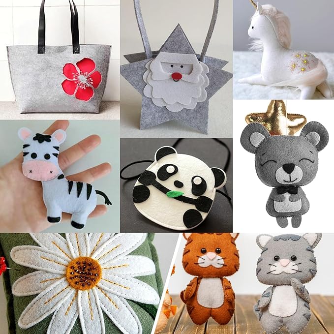 XSEINO 12 Rolls 8"x35"(20.5x90cm) 1.4mm Thick Soft Felt Fabric Sheet 12 Assorted Black White Gray Series Colors Felt Pack for DIY Craft Sewing Squares Nonwoven Patchwork