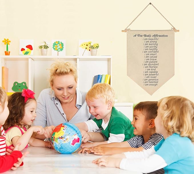 Daily Affirmations Wall Flag-Positive Affirmation Banner Decoration-Counseling Office Decor- Social Worker School Psychologist Wall Decor-Counselor Door Gifts-Therapist Sign-Mental Health Banner