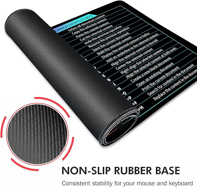 Galdas Gaming Mouse Pad XXL XL Large Long Extended Big Mousepad Non-Slip Rubber Keyboard Desk Pad with Stitched Edges for Laptop Home Office (31.5x11.8x0.08 Inch) … (Shortcut Keys1)