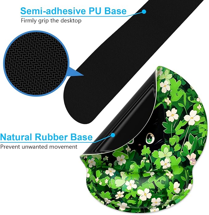 Dapesuom Keyboard Wrist Rest and Mouse Pad with Wrist Support, Cute Memory Foam Cushion for Keyboard and Mouse Set, Desktop Pad Rests with Non Slip Base for Easy Typing & Pain Relief, Anime Grass Cat