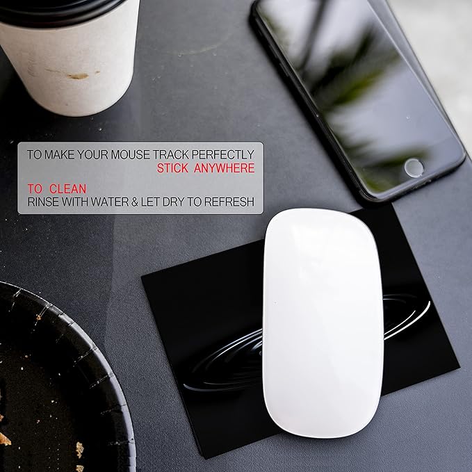 Mouse Pad Adhesive Bottom - Sticks to Any Surface - Portable - Webcam Covers and Screen Cleaner Included (Water Drop)