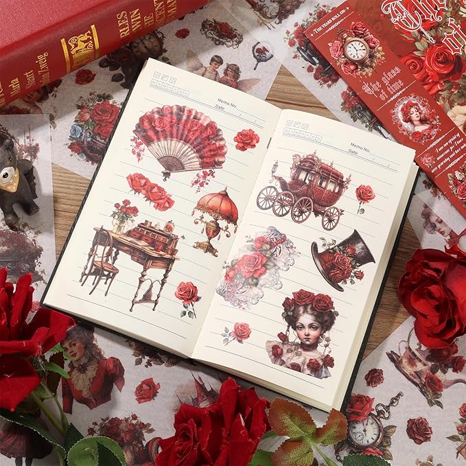 Vintage Ephemera Sticker 24 Sheets precut 300 washi Stickers Paper Journal Stickers for Adults People Scrapbook Stickers Scrapbooking Supplies